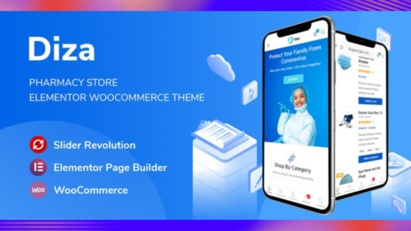 Diza Theme GPL v1.3.5 – Pharmacy Store Elementor WooCommerce Websites