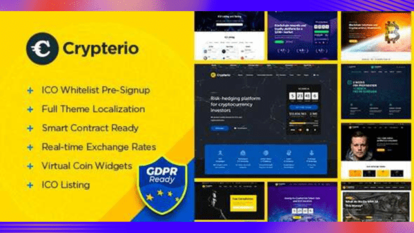 Crypterio Theme GPL v2.4.10 – ICO Landing Page and Cryptocurrency WordPress Website