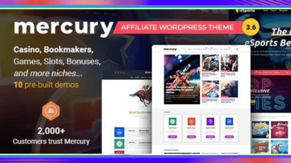 Mercury Theme GPL v3.9.11 – Affiliate, Casino, Gambling & Other Niches. Reviews & News WordPress Websites